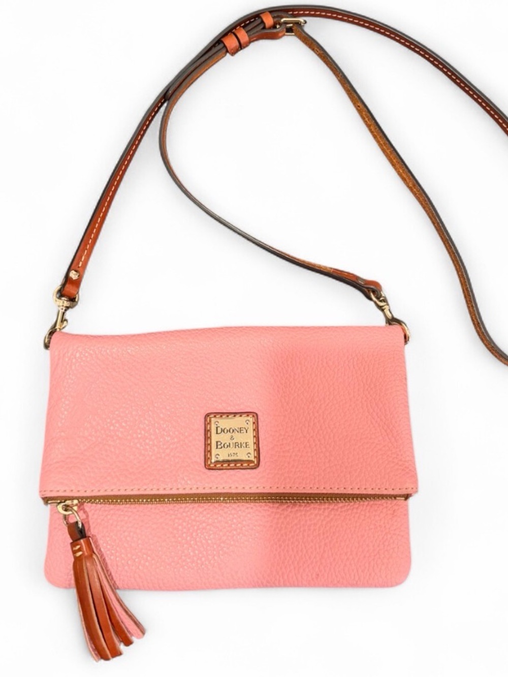 Dooney & Bourke Pink Leather Crossbody Clutch with Tassel - Picture 2 of 9